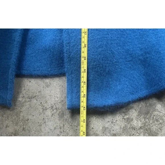 Celine Modele Depose Wool Cashmere Blend Sweater Coat Stunning Blue Buttons L - Picture 10 of 11